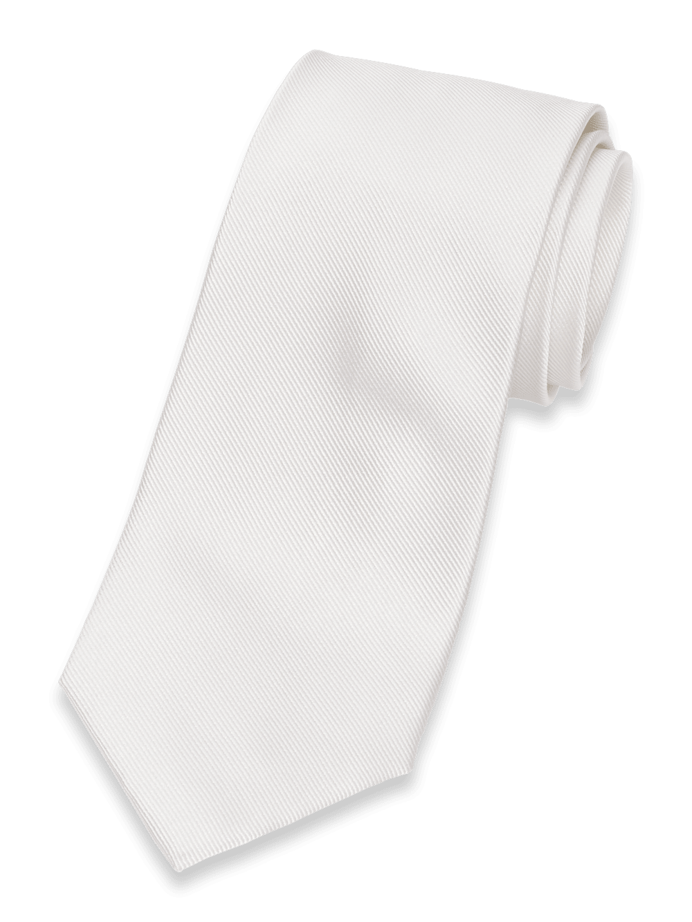 Product Image of Solid Twill Woven Silk Tie-White
