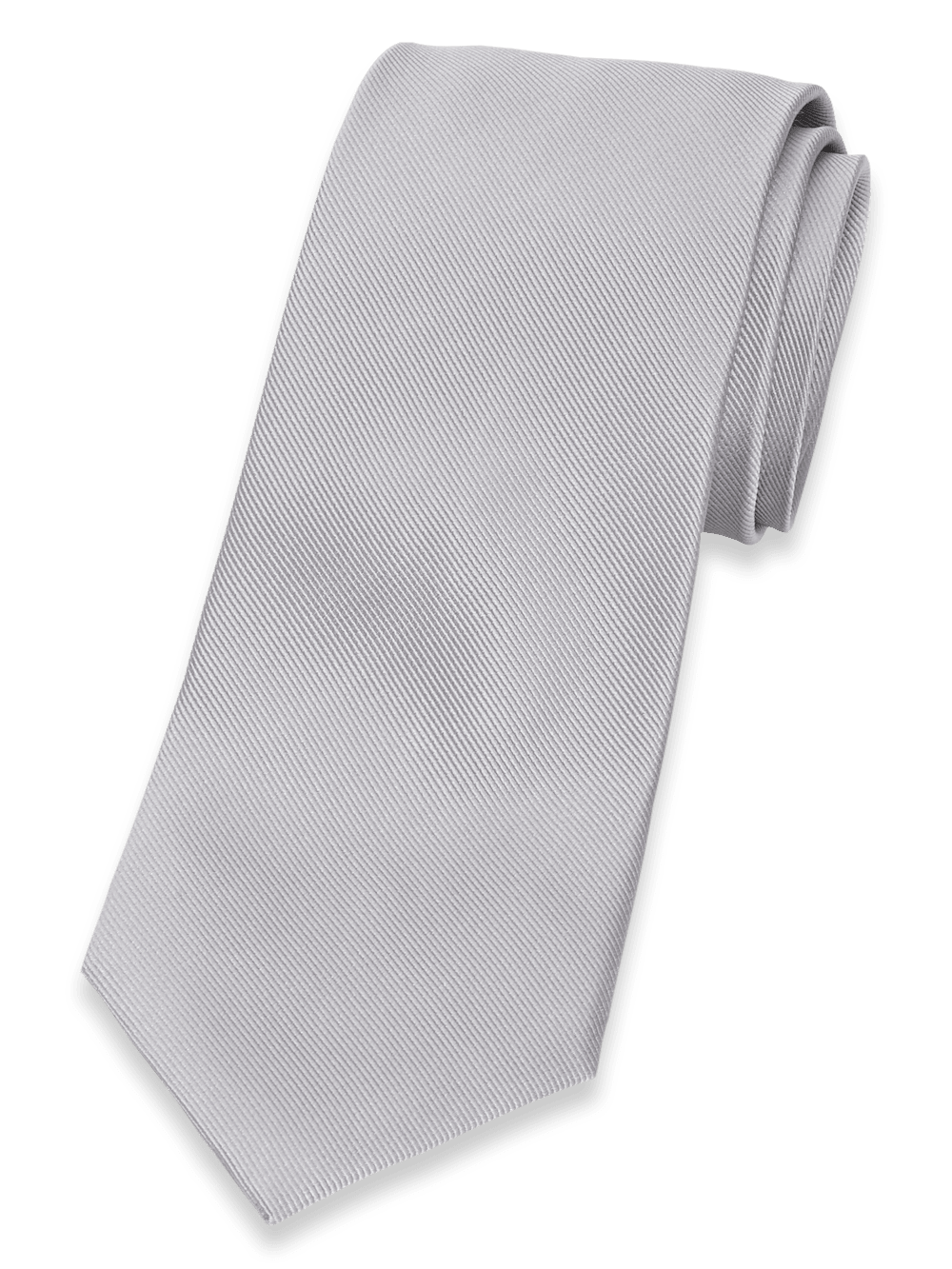 Product Image of Solid Twill Woven Silk Tie-Silver