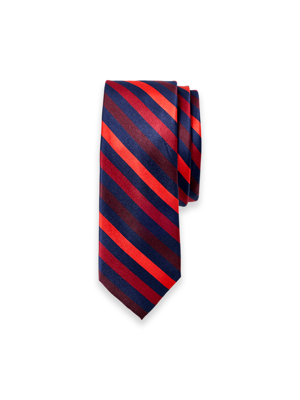 Product Image of Stripe Woven Silk Tie-Red/Navy