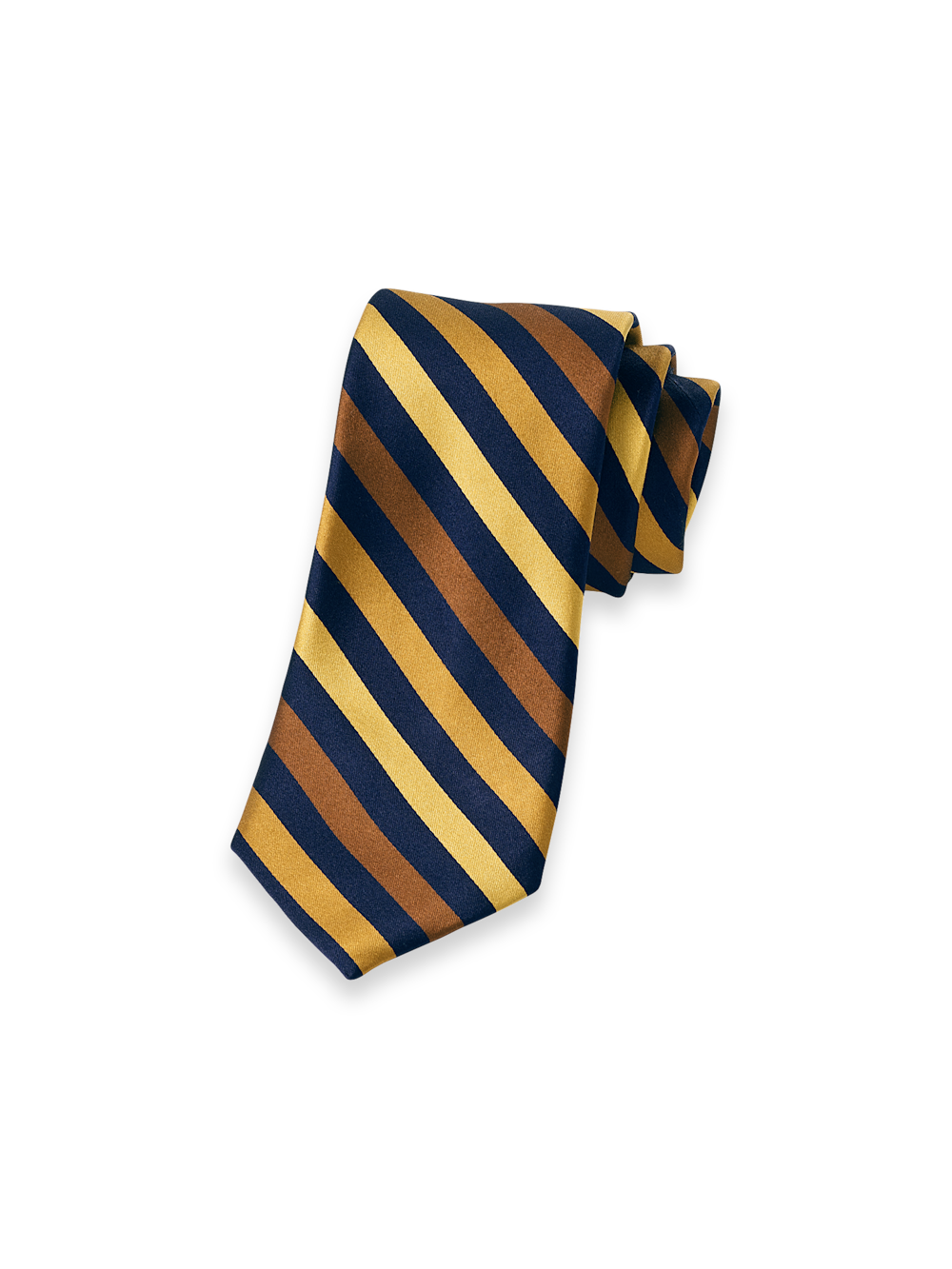 Product Image of Stripe Woven Silk Tie-Gold/Navy