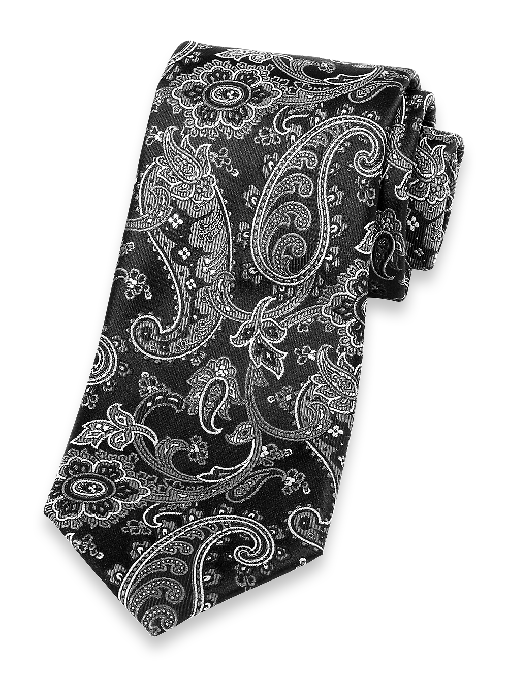 Product Image of Paisley Woven Silk Tie-Black