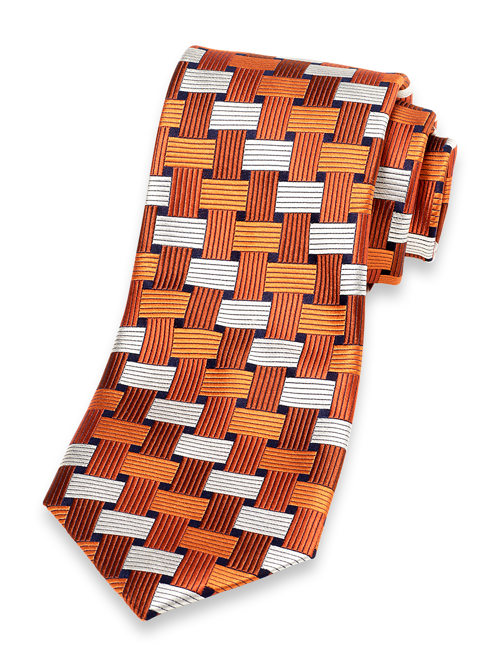 Solid Orange Twill Woven Silk Tie main image 1