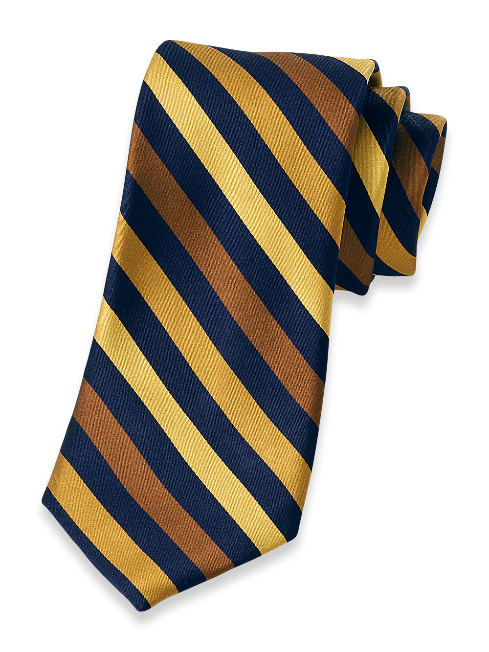 Product Image of Stripe Woven Silk Tie-Gold/Navy