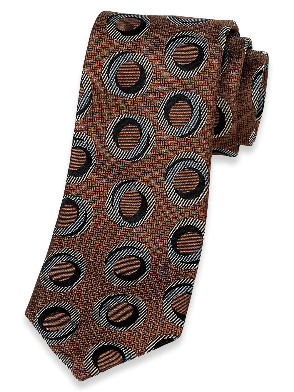 Product Image of Circles Woven Silk Tie-Brown