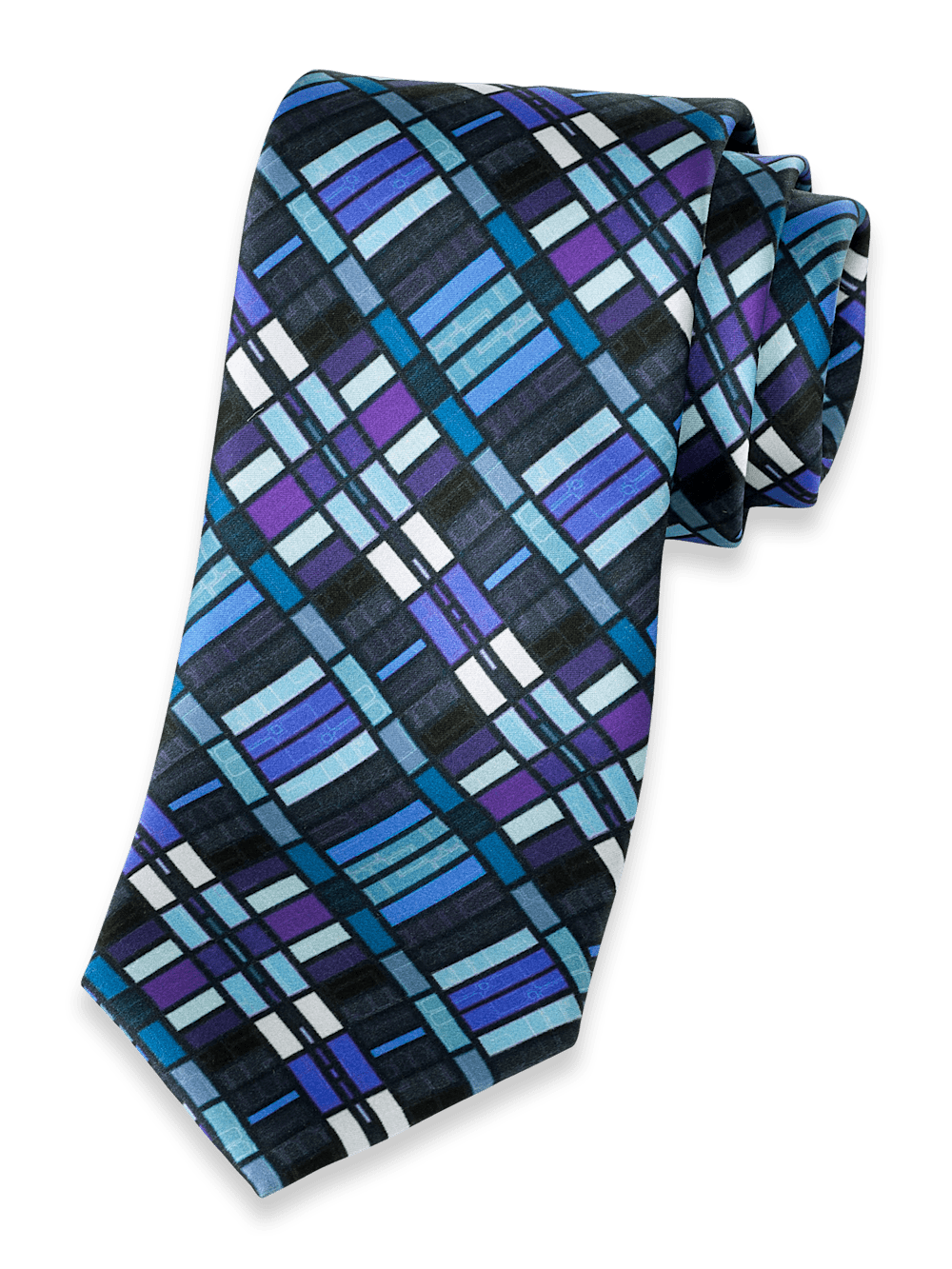Product Image of Geometric Printed Italian Silk Tie-Blue Multi