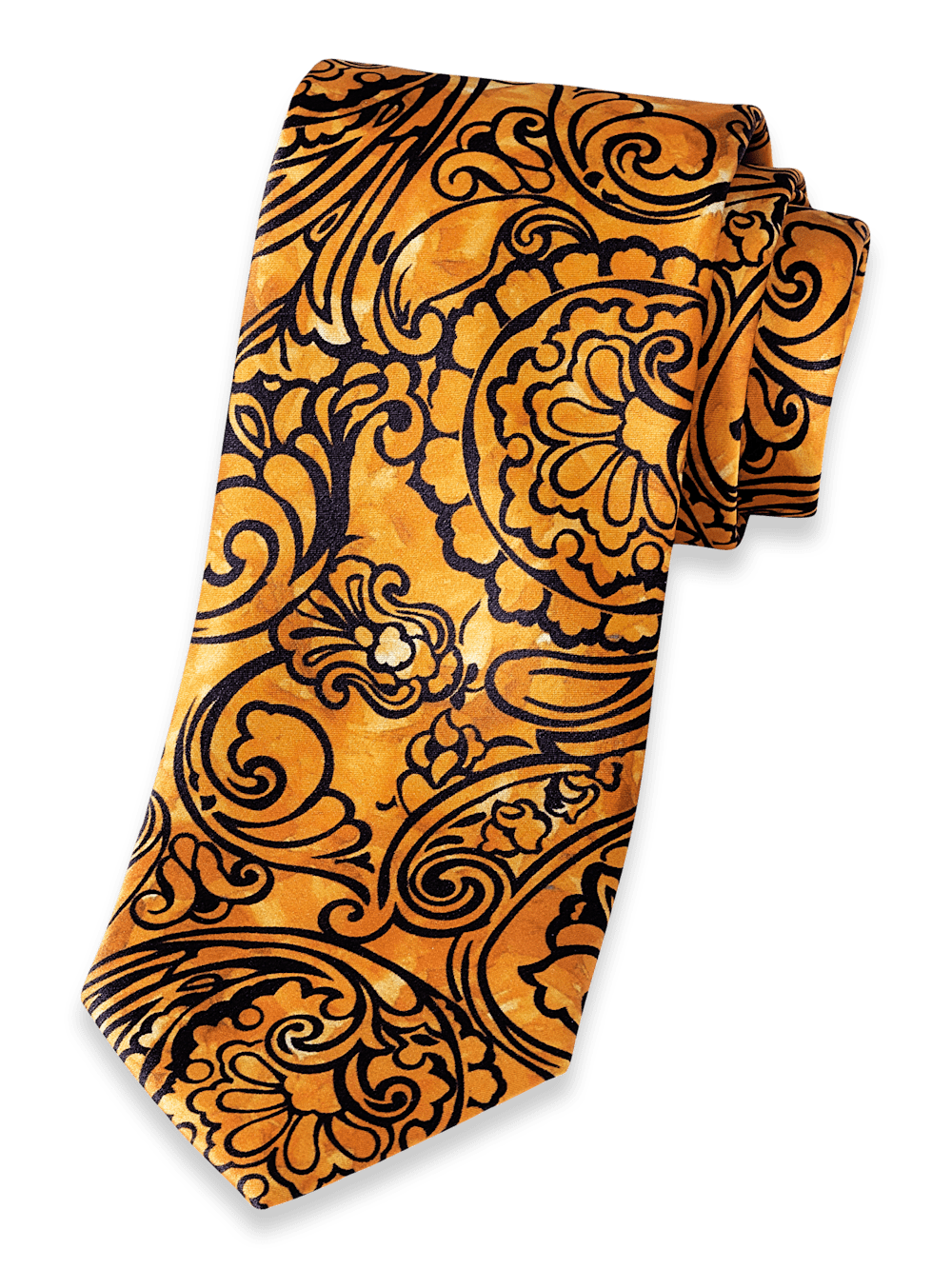 Product Image of Paisley Printed Italian Silk Tie-Orange