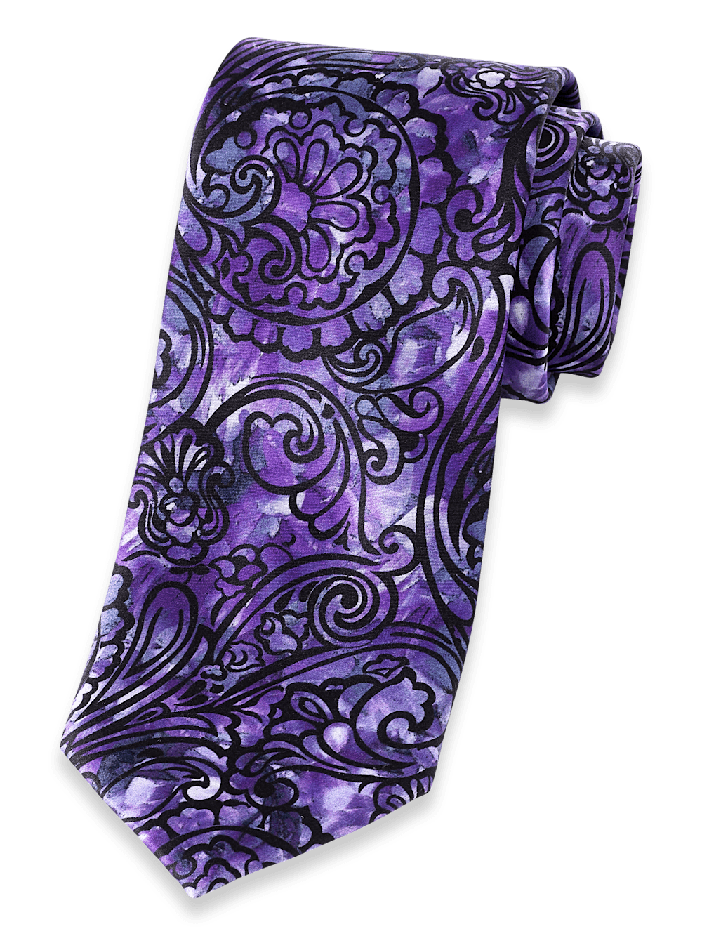 Product Image of Paisley Printed Italian Silk Tie-Purple