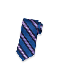 Stripe Woven Silk Tie - Blue/purple