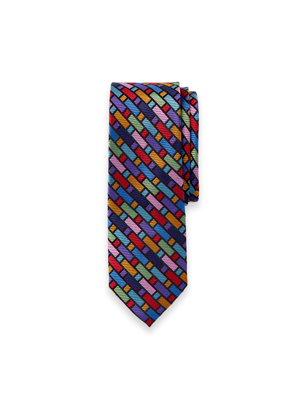 Product Image of Geometric Woven Silk Tie-Multi