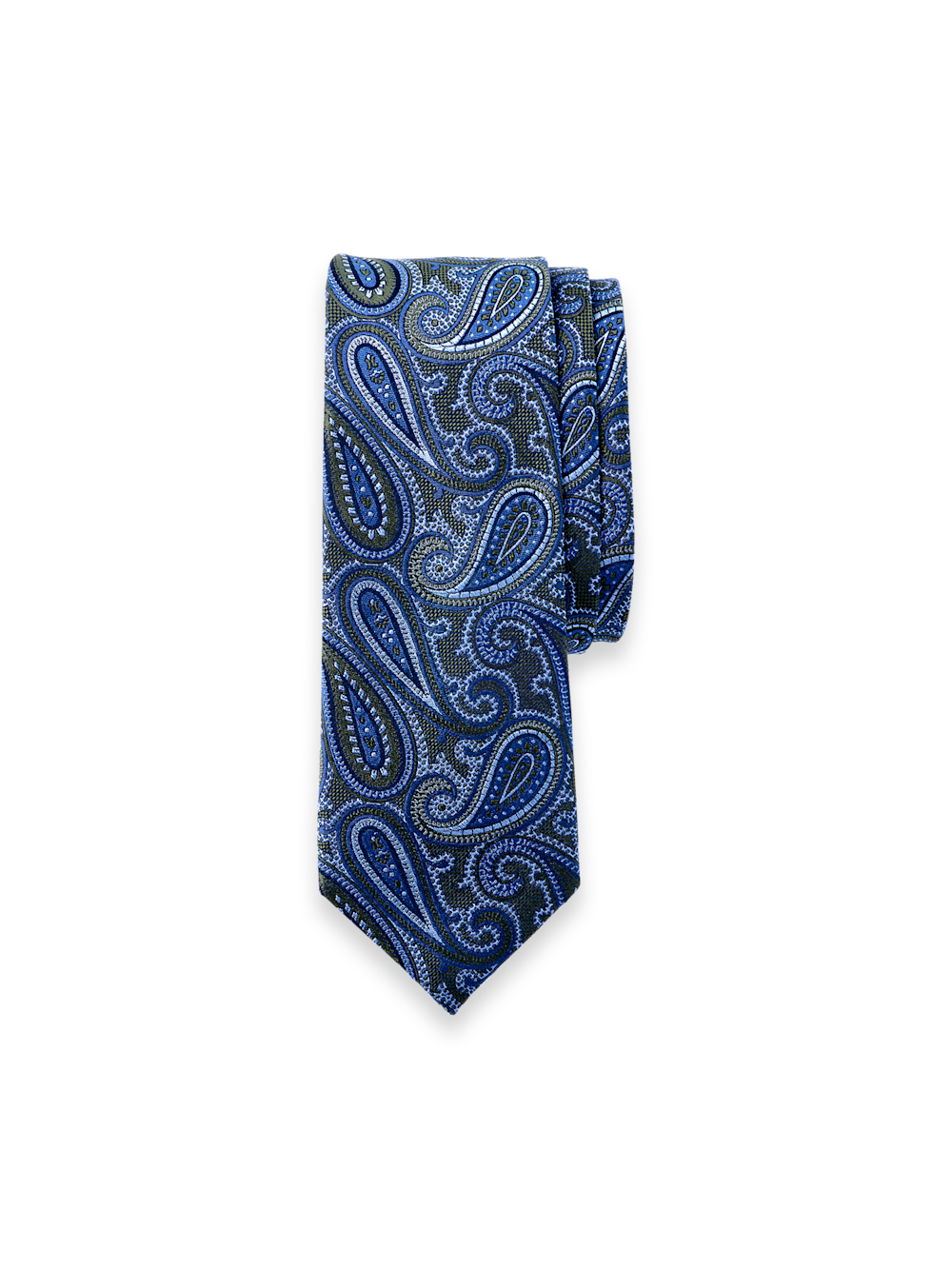 Product Image of Paisley Woven Silk Tie-Green/Blue