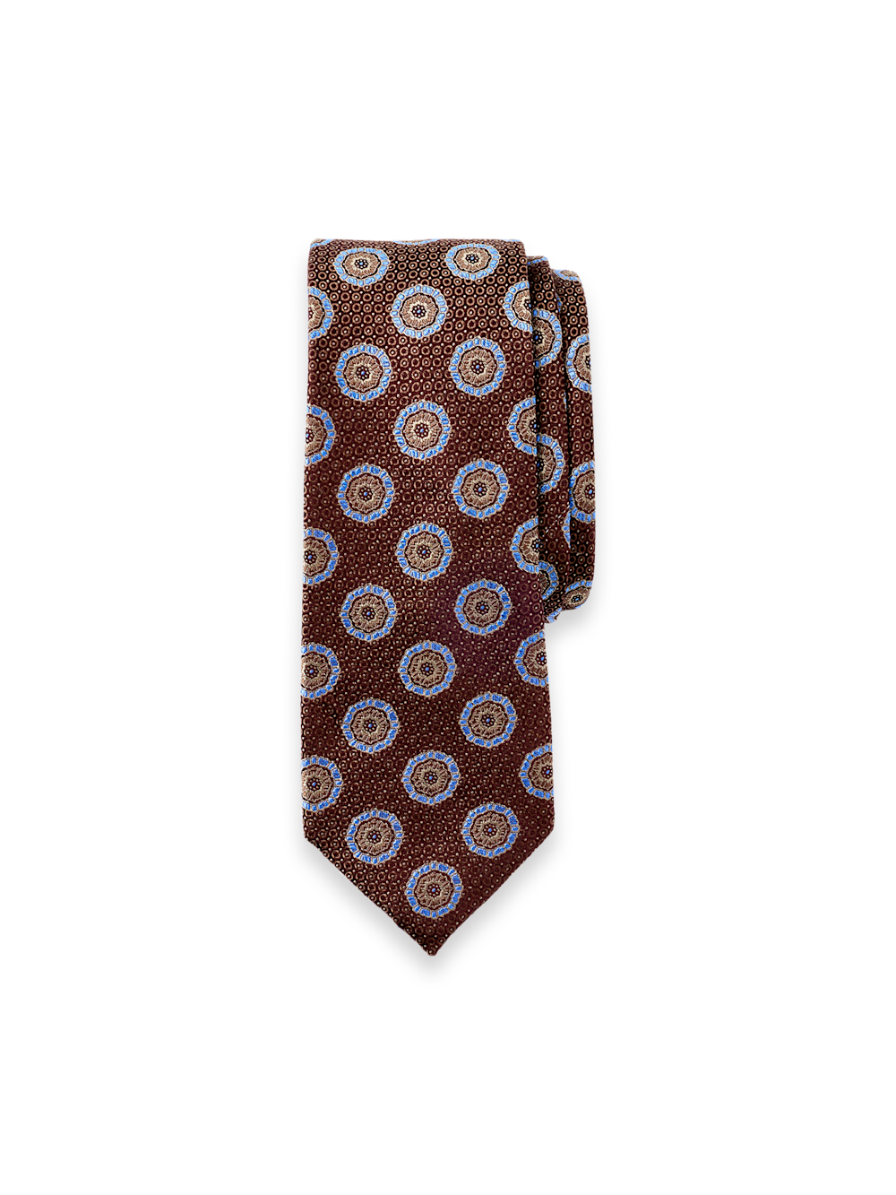 Product Image of Medallion Woven Silk Tie-Brown/Blue