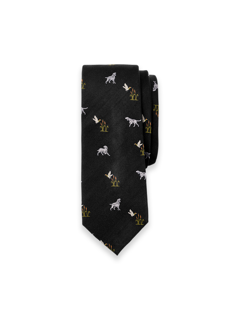Product Image of Dog Motif Woven Silk Tie-Black Multi