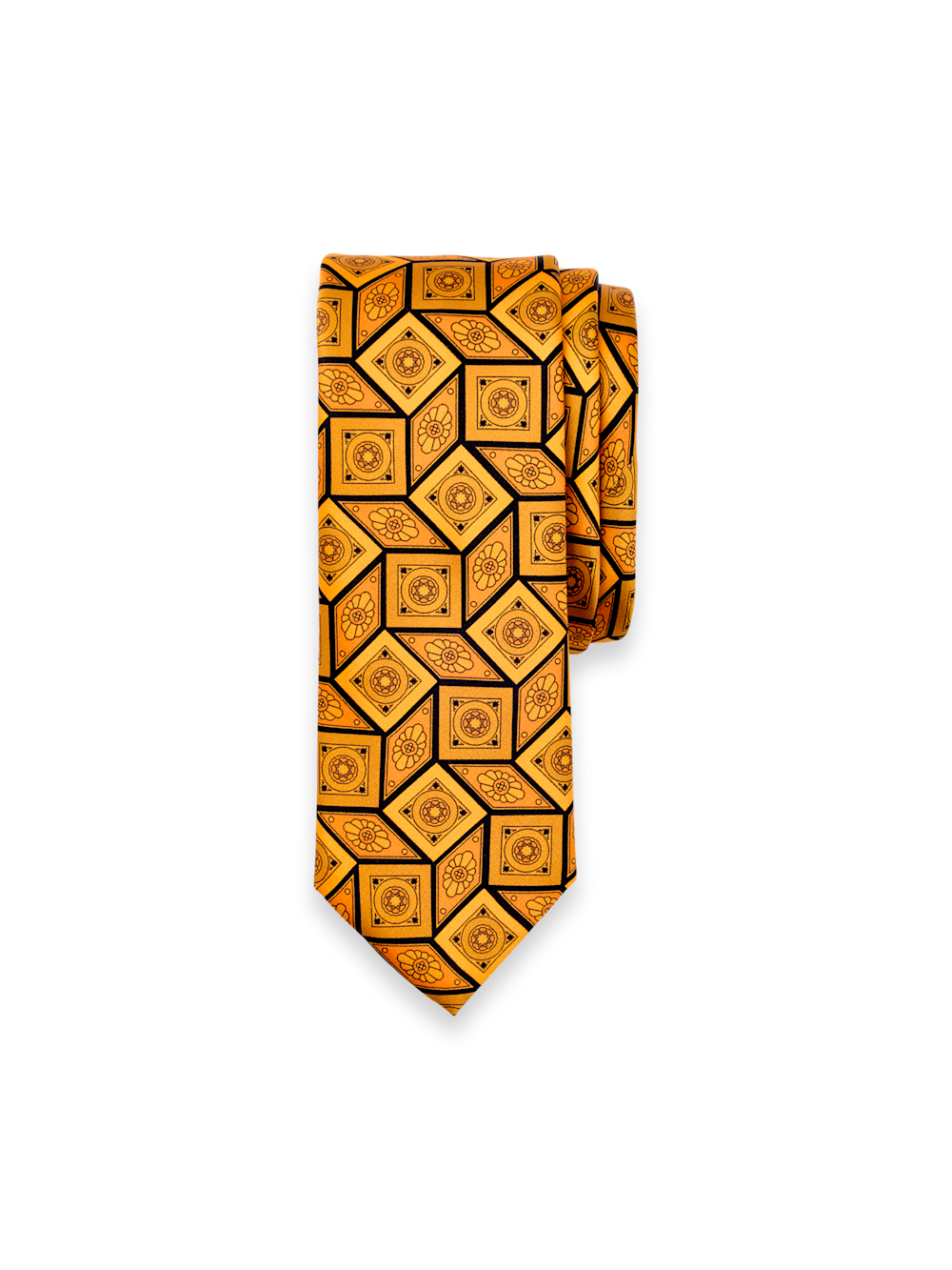 Product Image of Medallion Italian Printed Silk Tie-Orange
