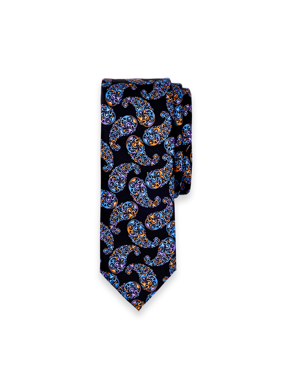 Product Image of Paisley Italian Printed Silk Tie-Black Multi
