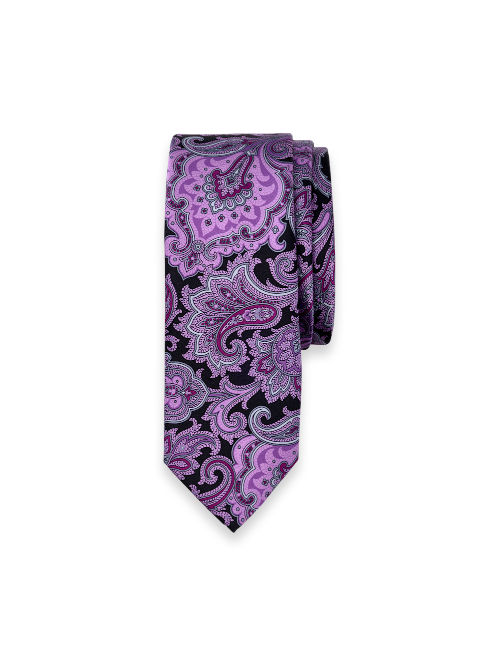 Product Image of Paisley Italian Printed Silk Tie-Purple/Black