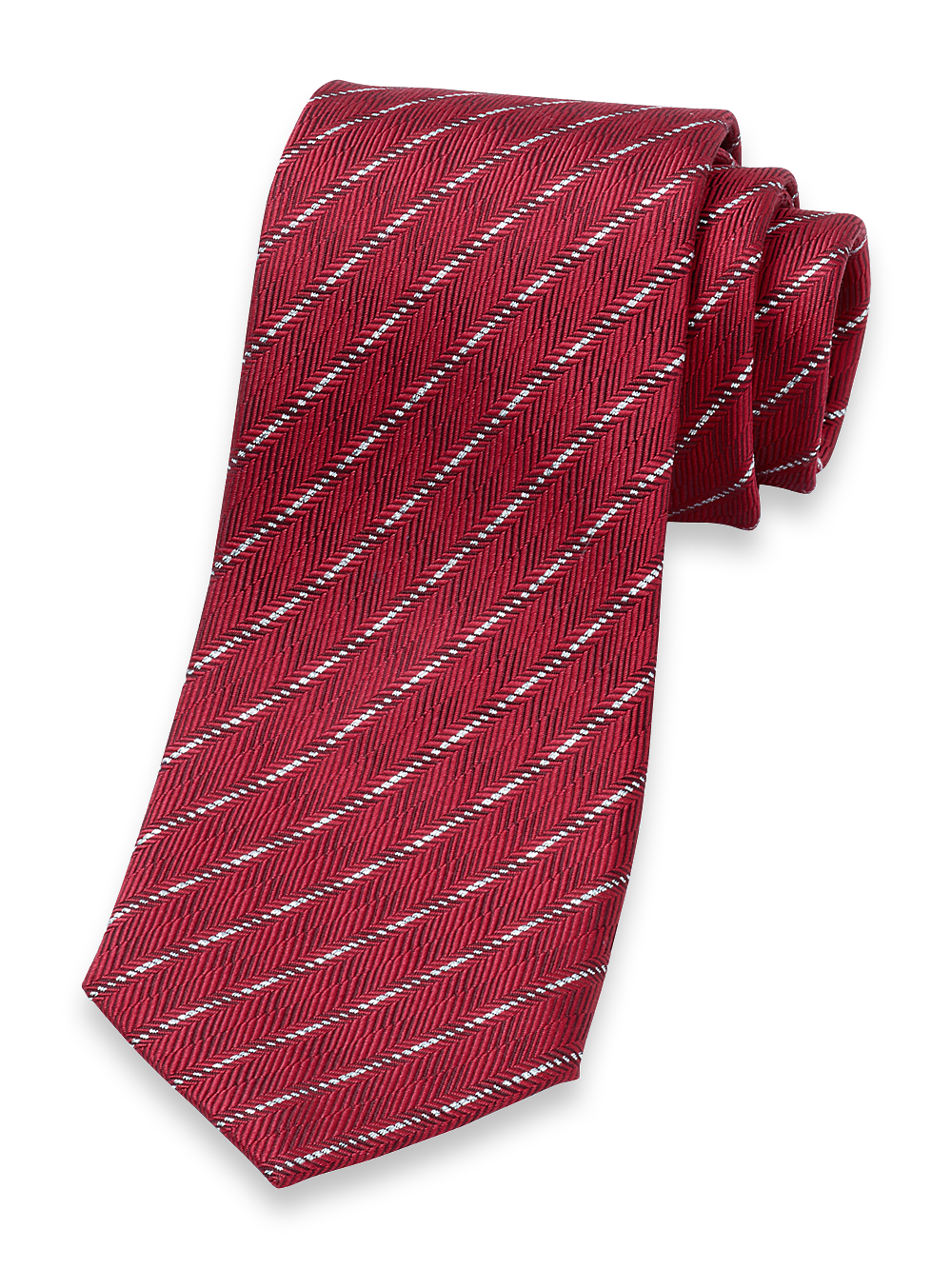 Product Image of Stripe Woven Silk Blend Tie-Red