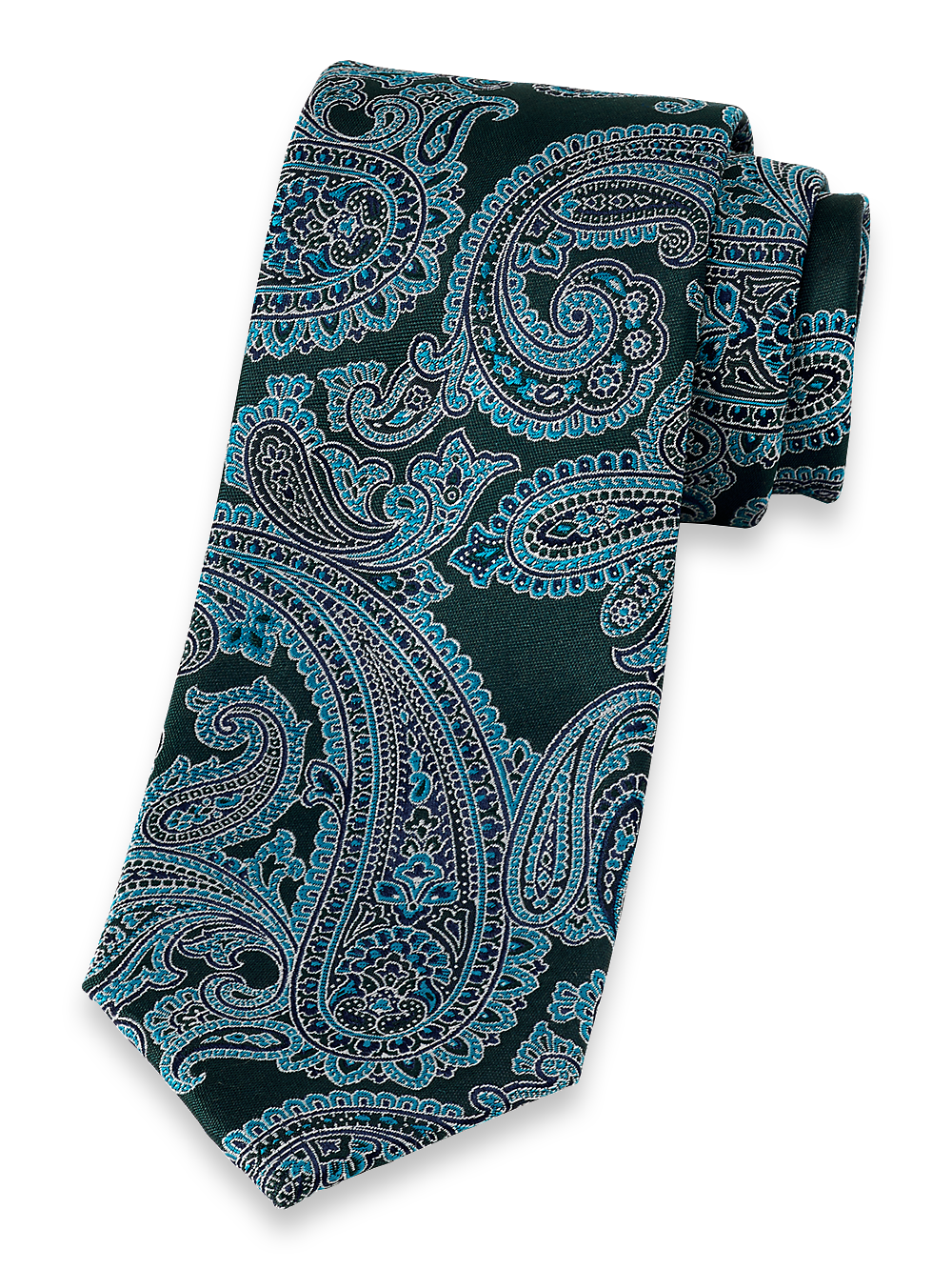 Product Image of Paisley Woven Silk Tie-Green Multi