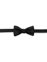 Solid Woven Silk Pre-Tied Bow Tie - Black