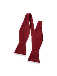 Herringbone Woven Silk Self-tie Bow Tie - Red