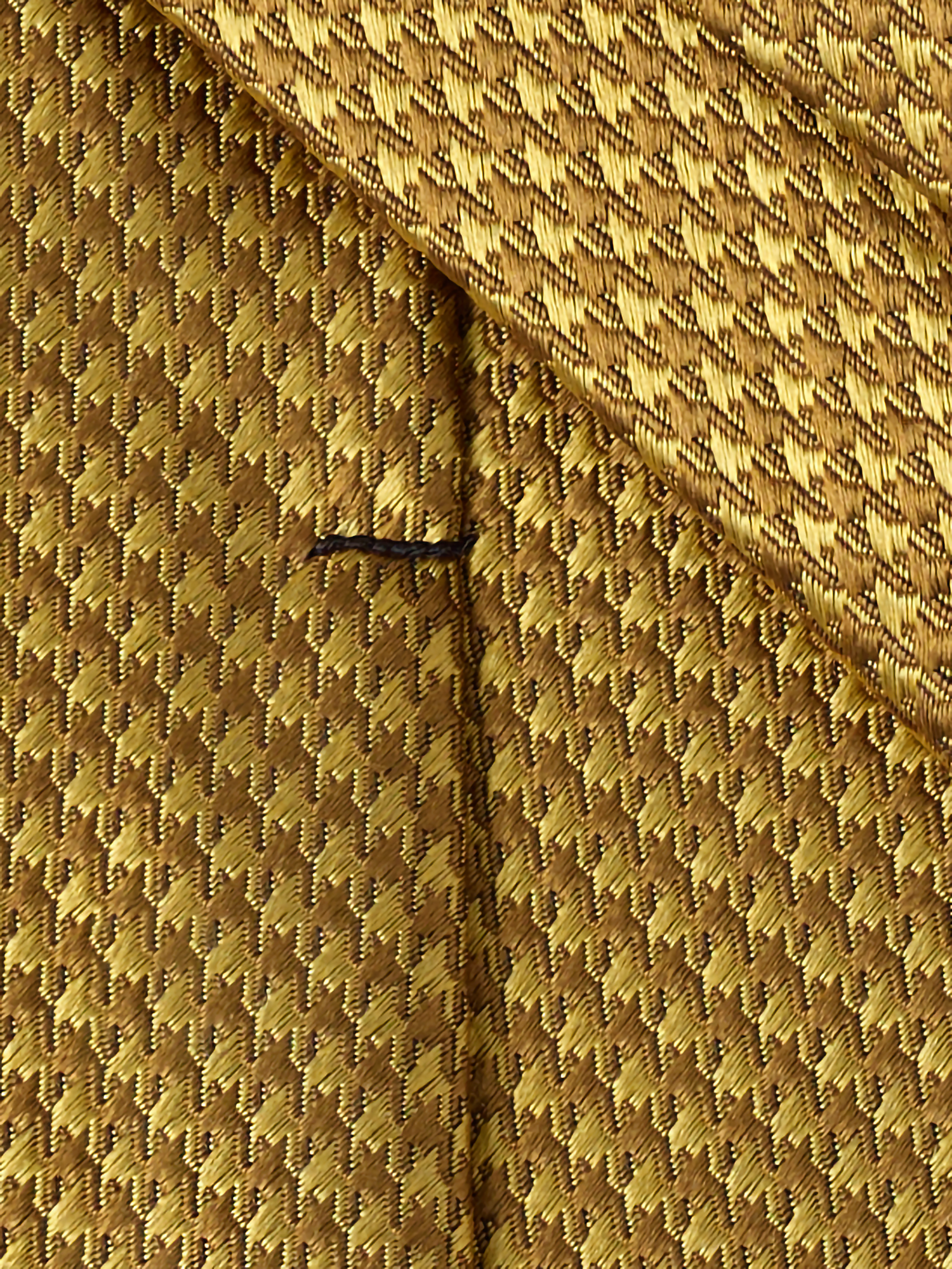 Houndstooth Woven Silk Tie - Gold