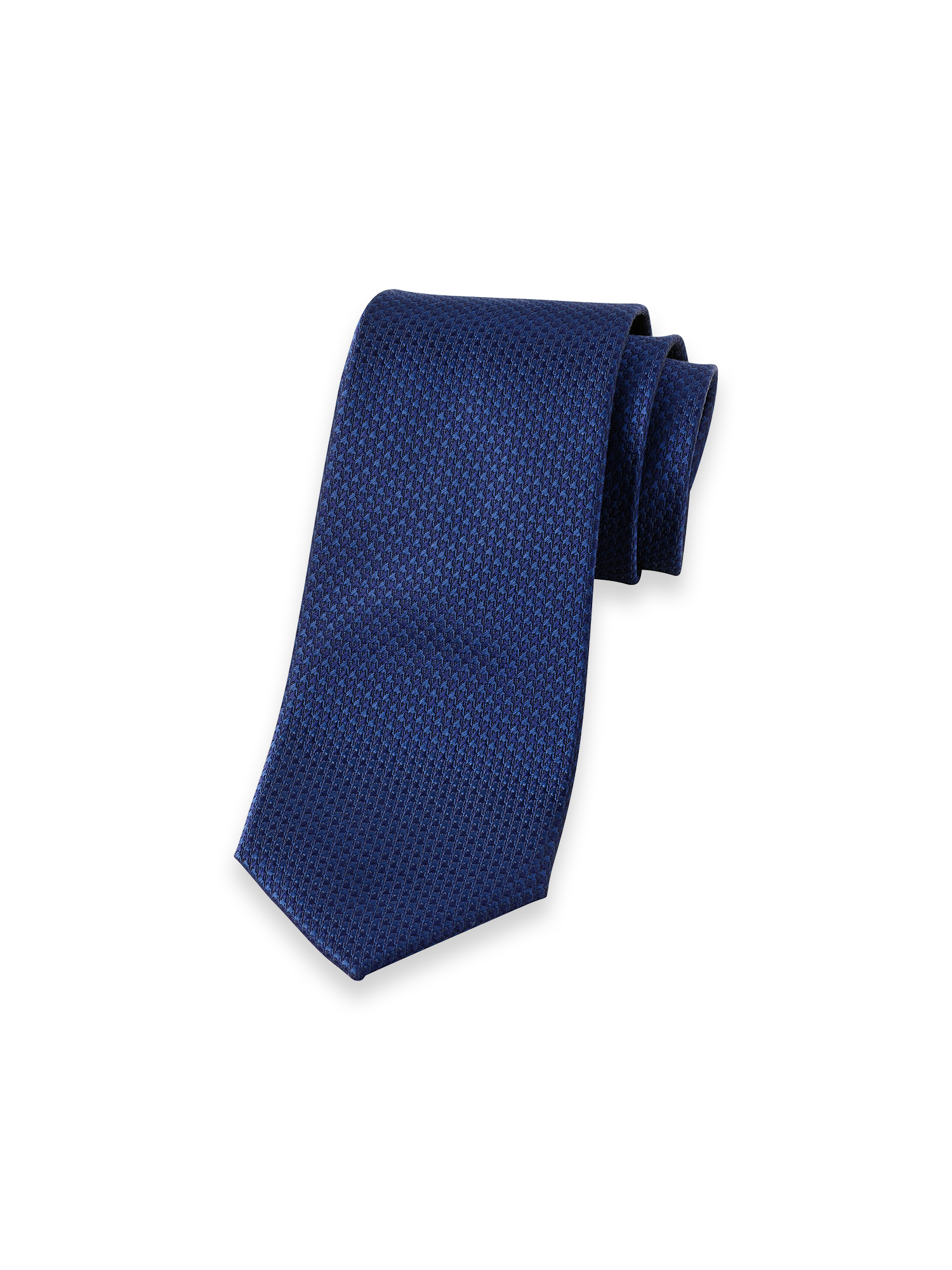 Houndstooth Woven Silk Tie - Navy