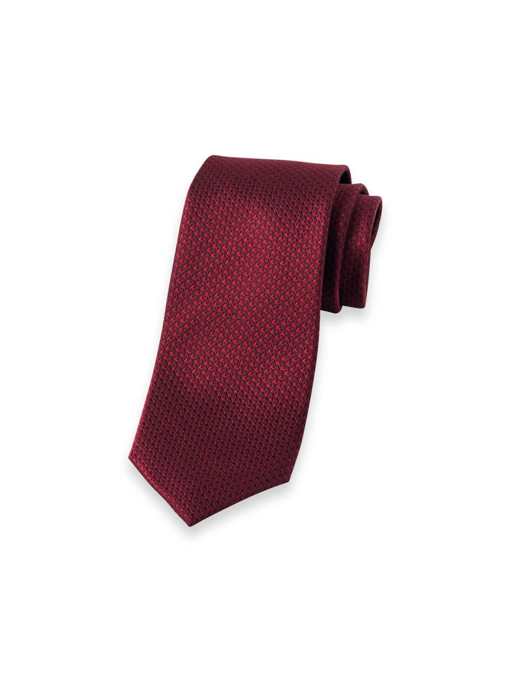Men's Classic Plaid Silk Tie - Red White Jacquard Woven Necktie, 57" Long