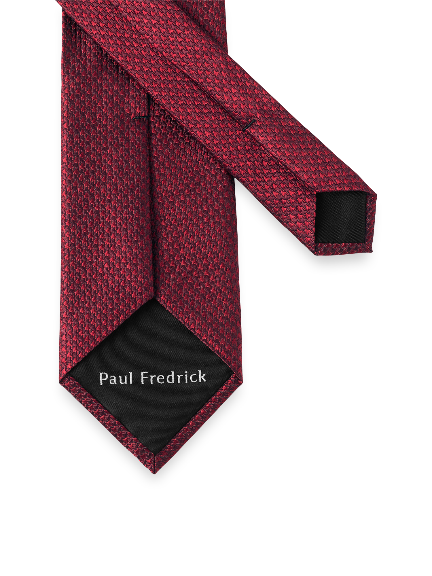Houndstooth Woven Silk Tie - Burgundy
