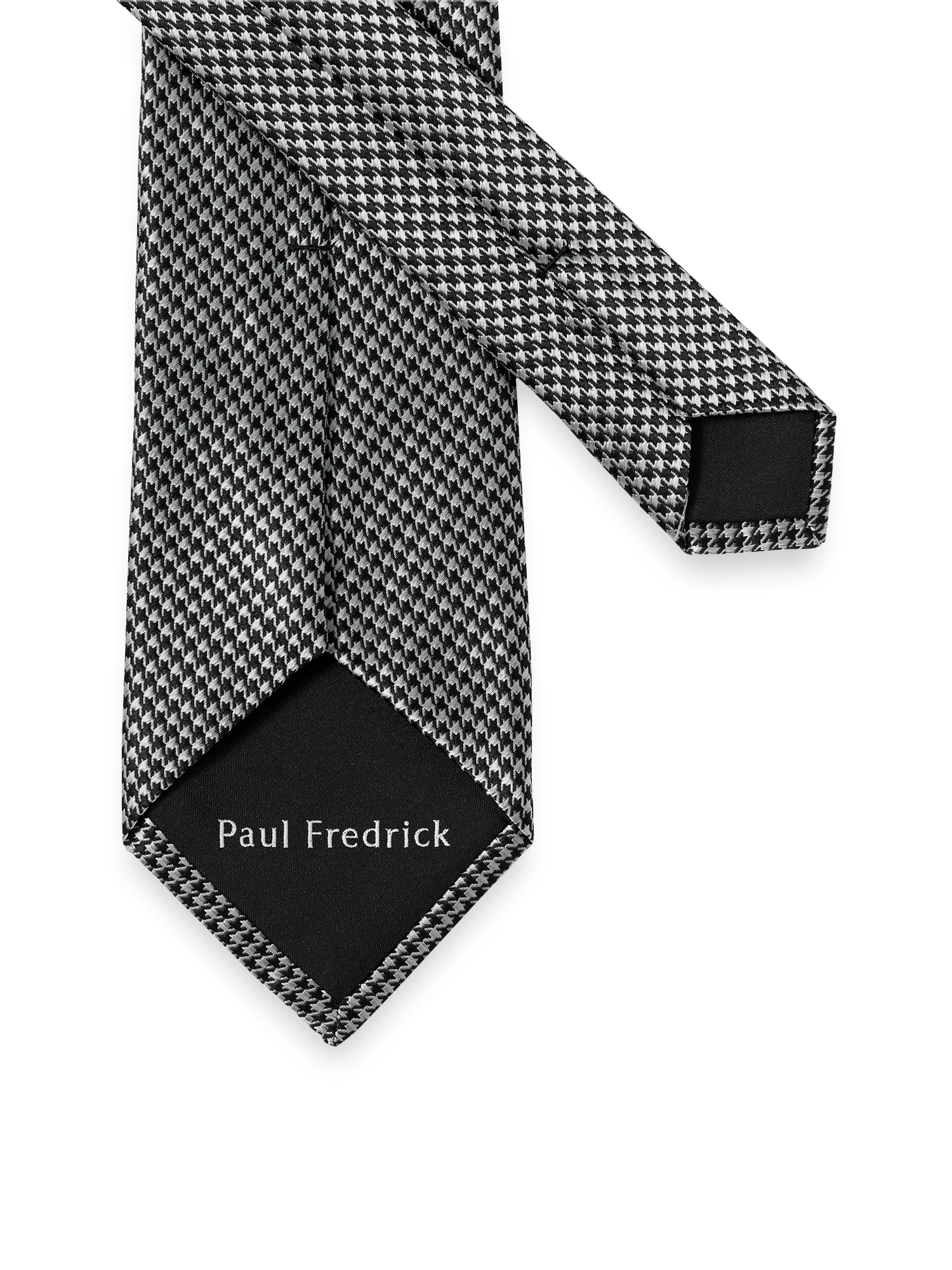 Houndstooth Woven Silk Tie - Black/grey