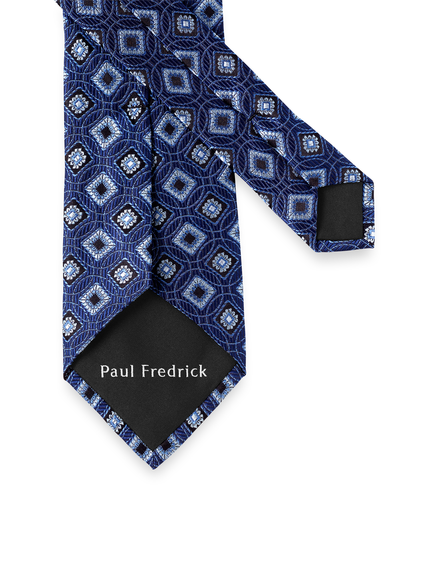 Medallion Woven Silk Tie - Navy