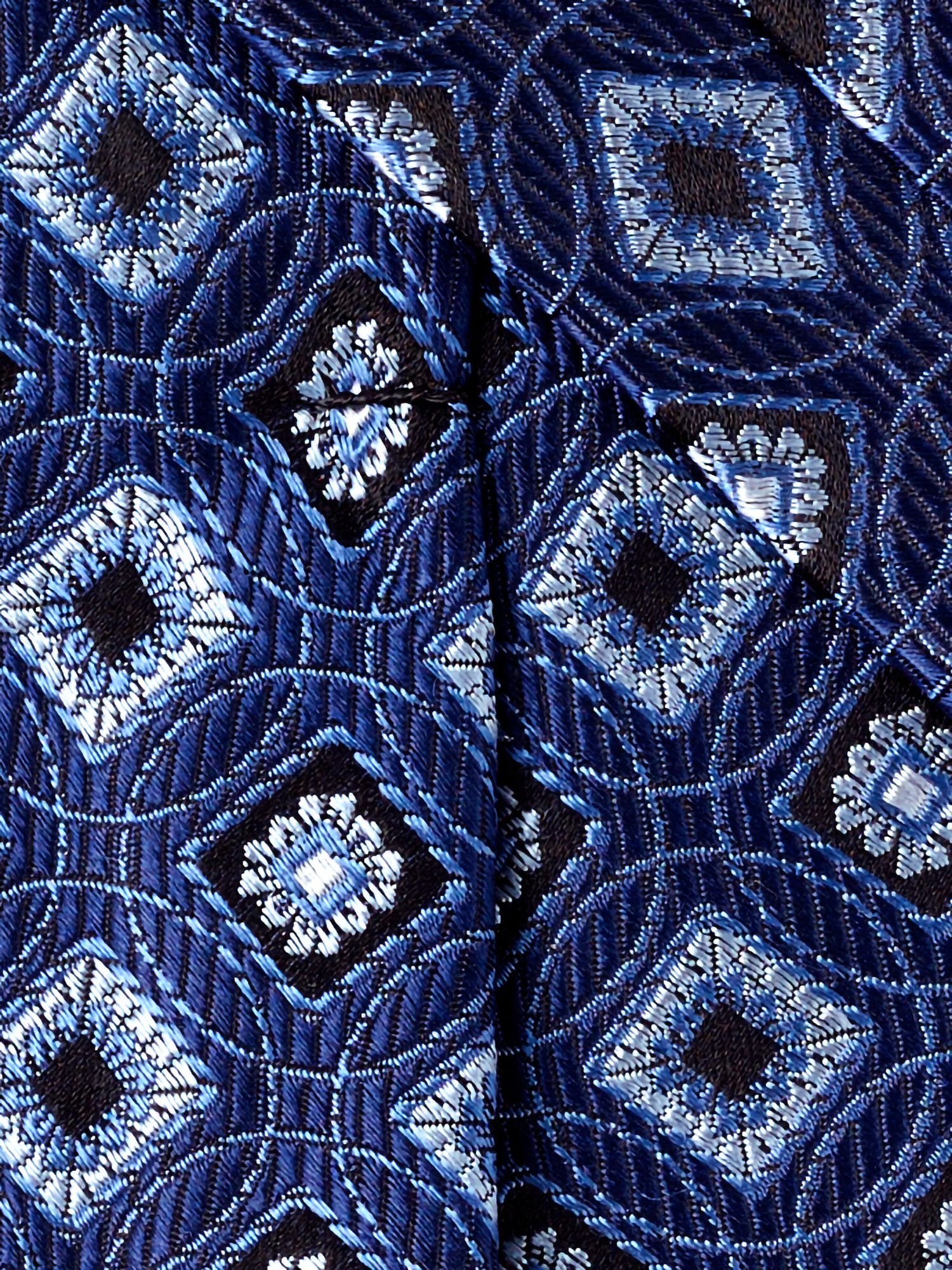 Medallion Woven Silk Tie - Navy