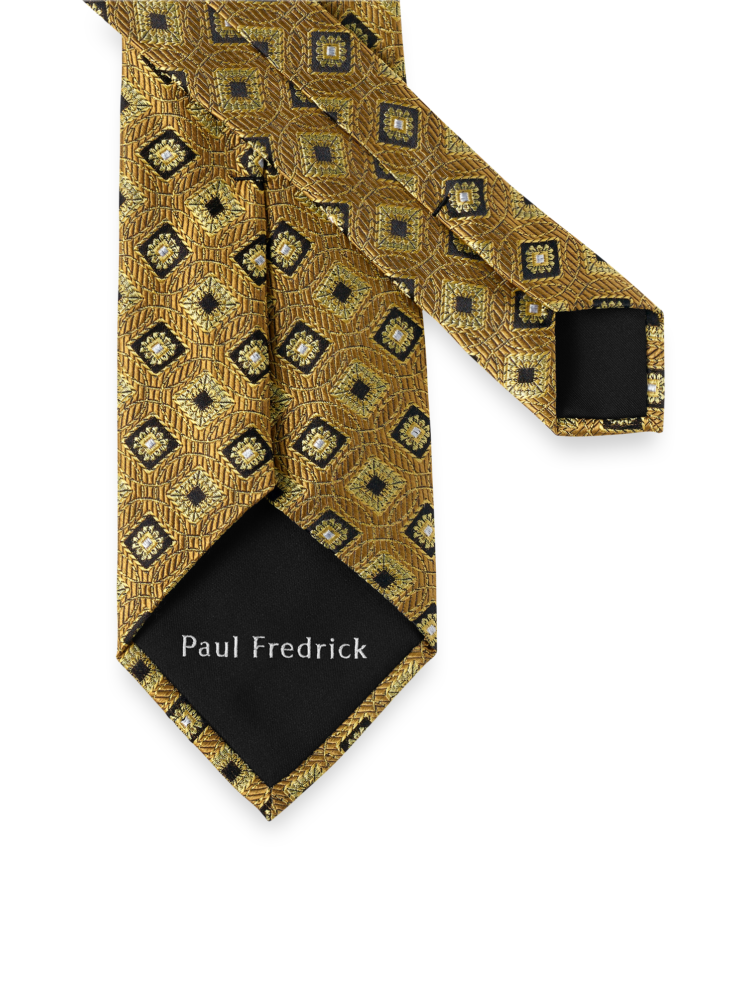 Medallion Woven Silk Tie - Gold