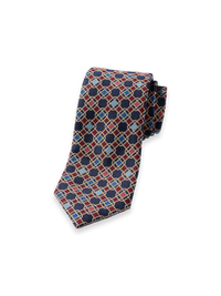 Geometric Woven Silk Tie - Navy Multi