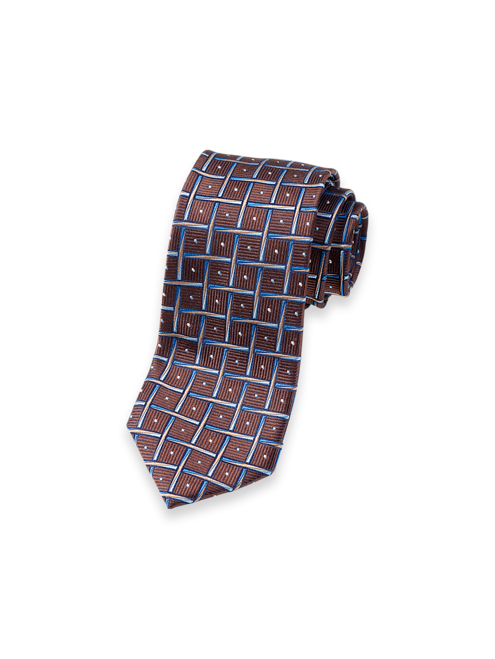 Product Image of Basketweave Woven Silk Tie-Brown