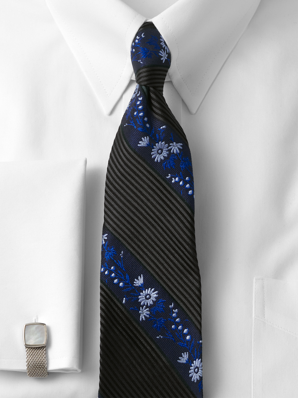 Alternate Image of Stripe/floral Woven Silk Tie-1