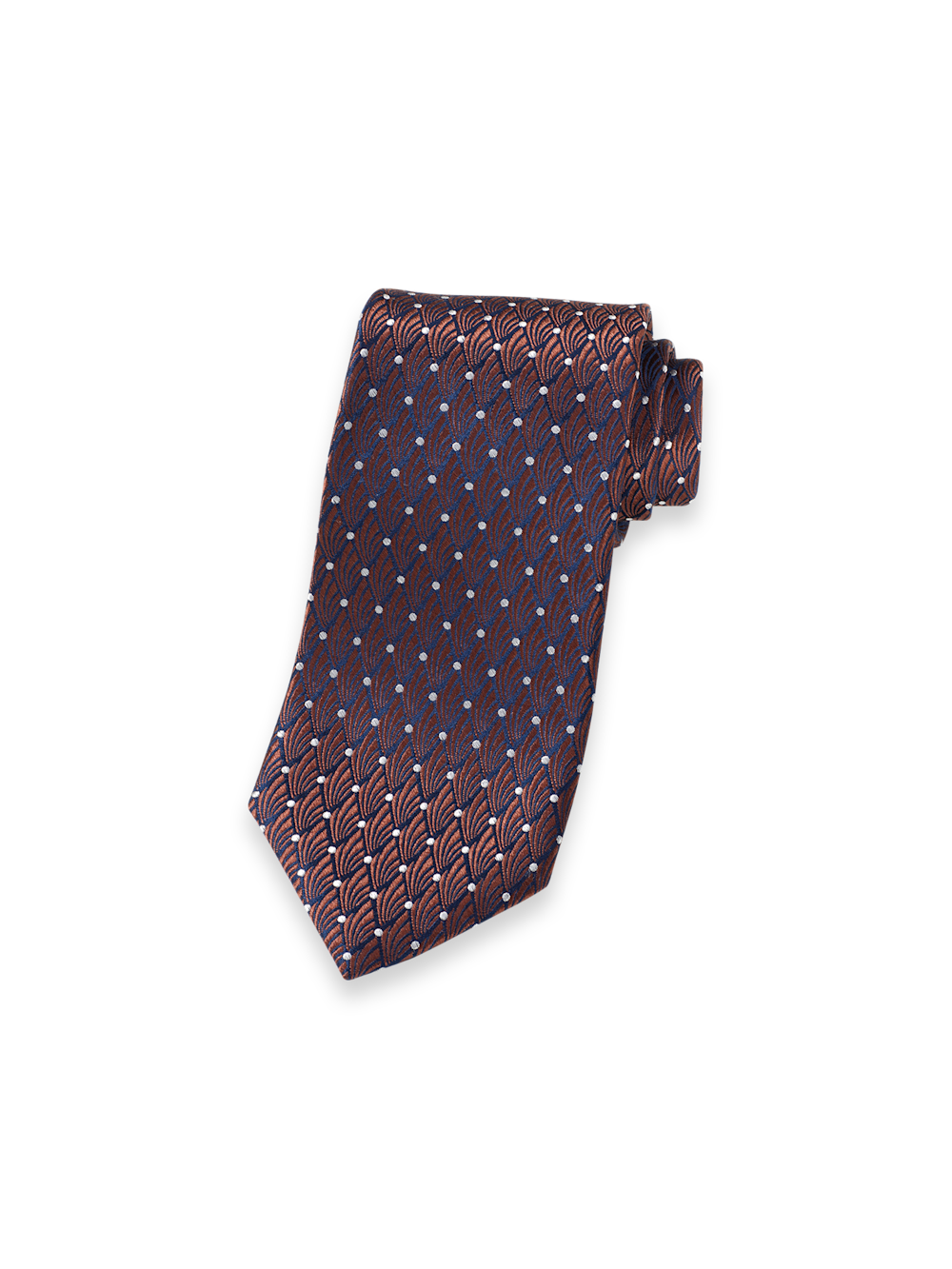 Product Image of Geometric Woven Silk Tie-Brown