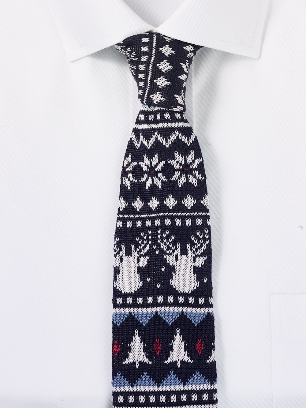 Christmas Motif Knit Silk Tie