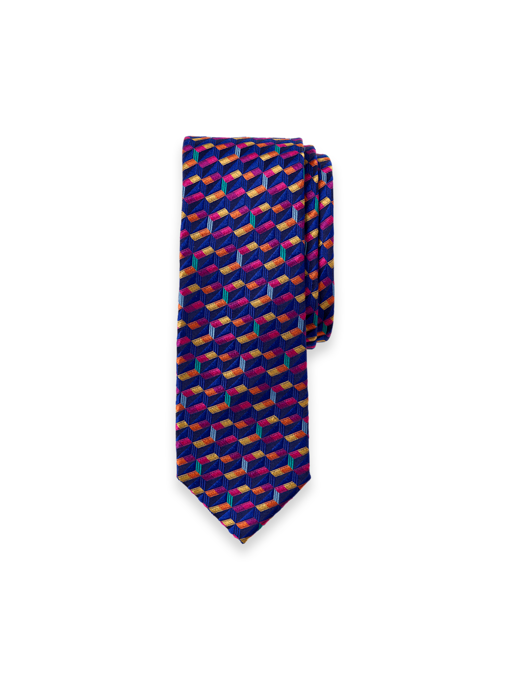 Product Image of Geometirc Woven Silk Tie-Navy Multi
