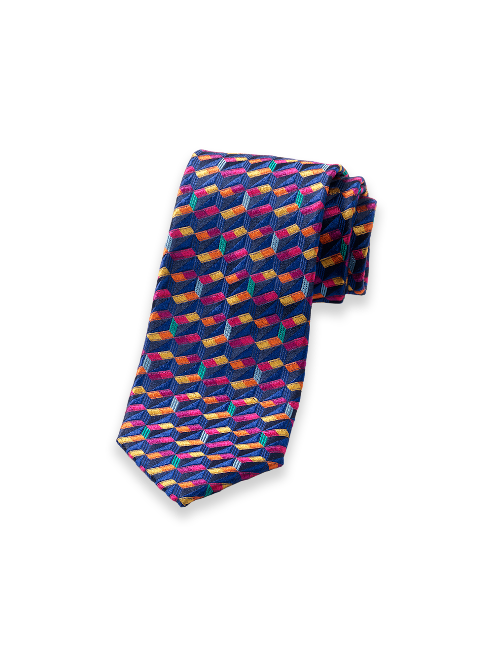 Product Image of Geometirc Woven Silk Tie-Navy Multi