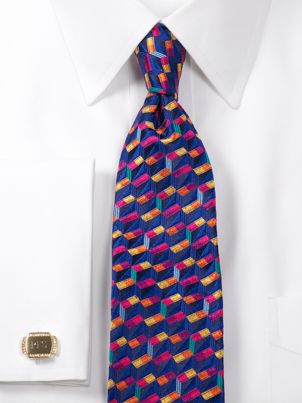 Alternate Shot of Men's Navy Multi Geometric Neckwear