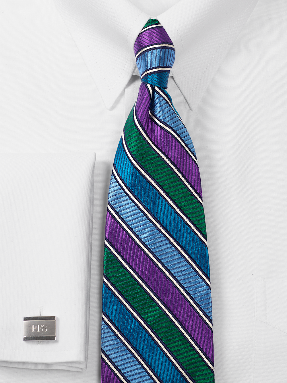 Alternate Shot of Men's Blue Multi Stripe Neckwear