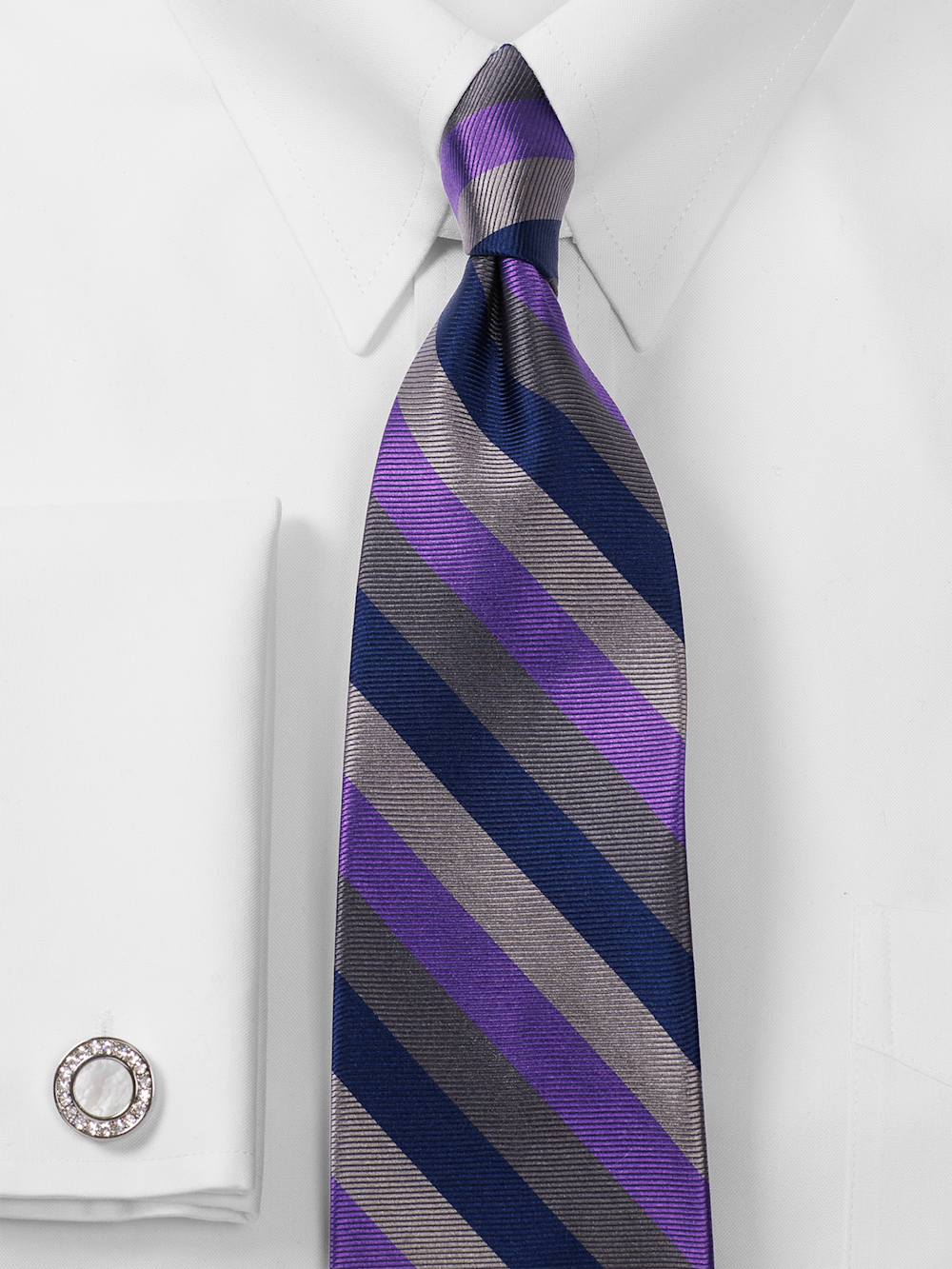 Alternate Shot of Men's Purple Multi Stripe Neckwear