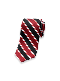 Stripe Woven Silk Tie - Red/black