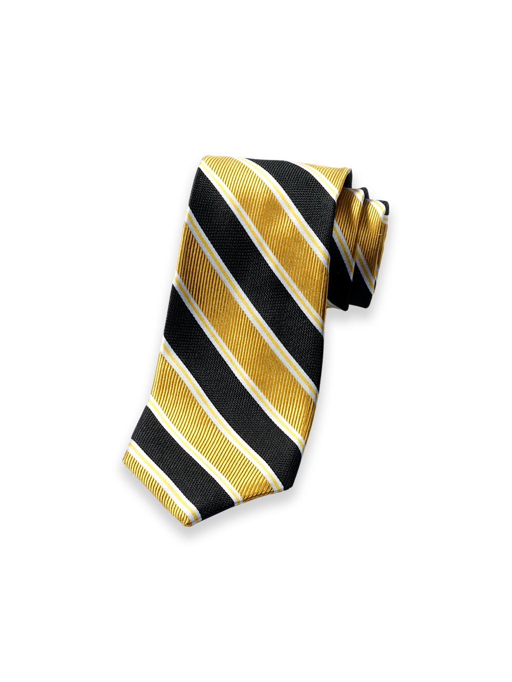 Stripe Woven Silk Tie - Yellow/black Long