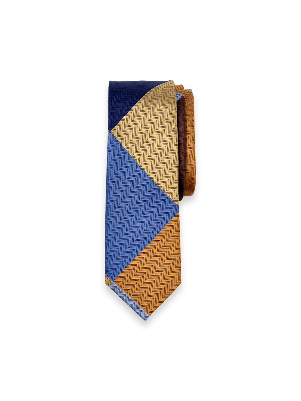 Product Image of Patchwork Woven Silk Tie-Brown Multi