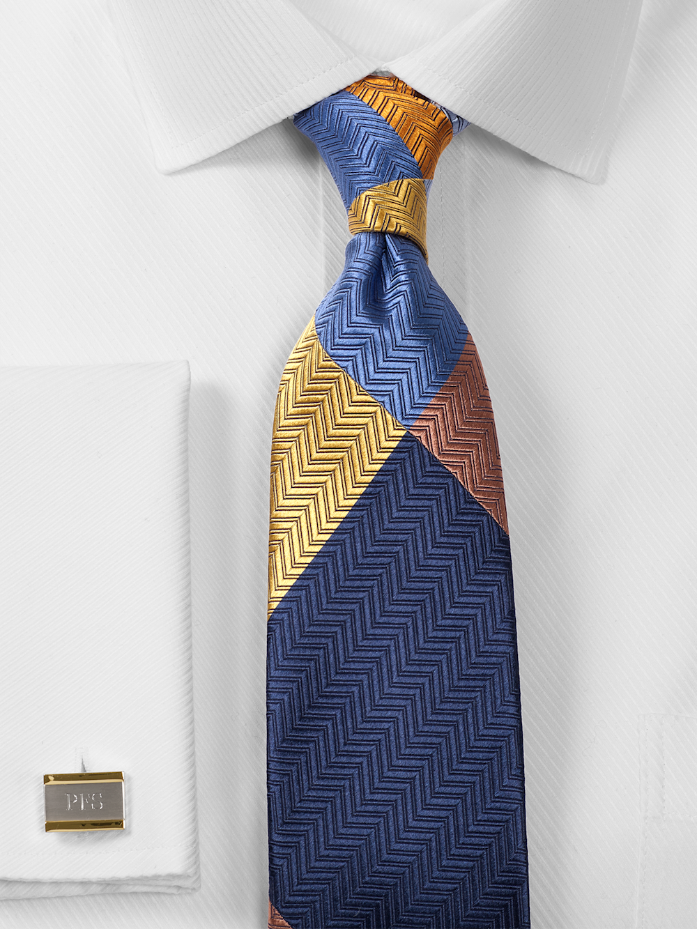 Alternate Shot of Men's Brown Multi Patchwork Neckwear