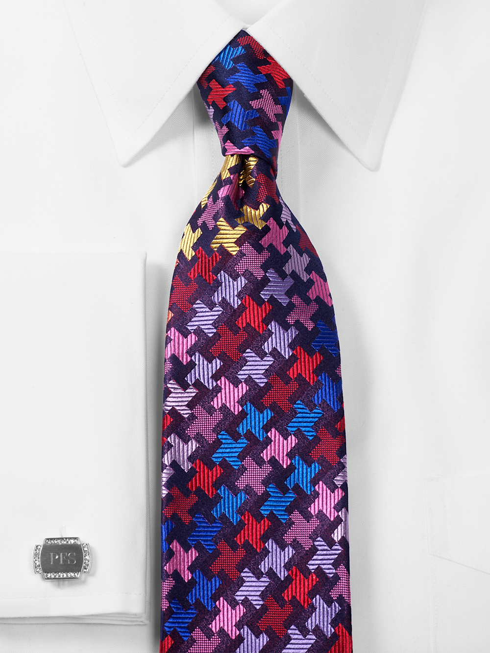 Alternate Image of Geometric Woven Silk Tie-1