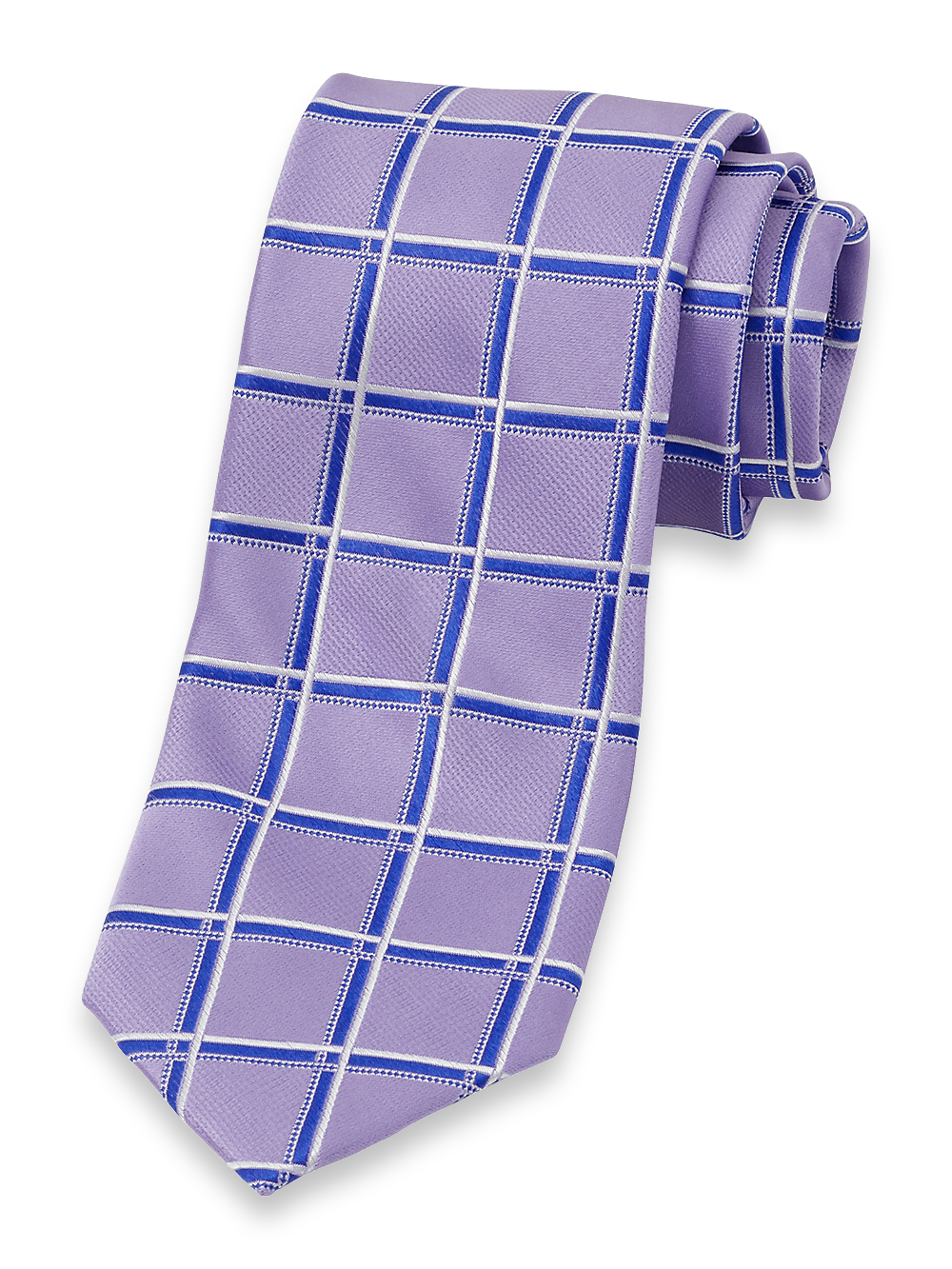 Product Image of Windowpane Woven Silk Tie-Lavender/Blue