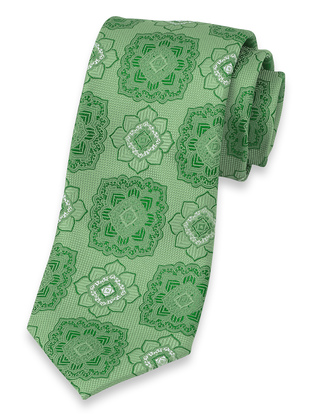 Product Image of Medallion Woven Silk Tie-Green