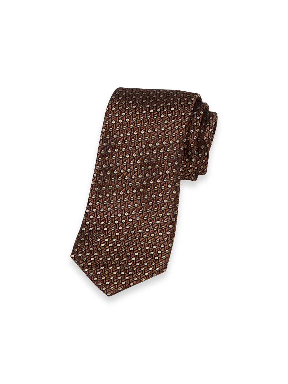 Product Image of Geometric Woven Silk Tie-Brown