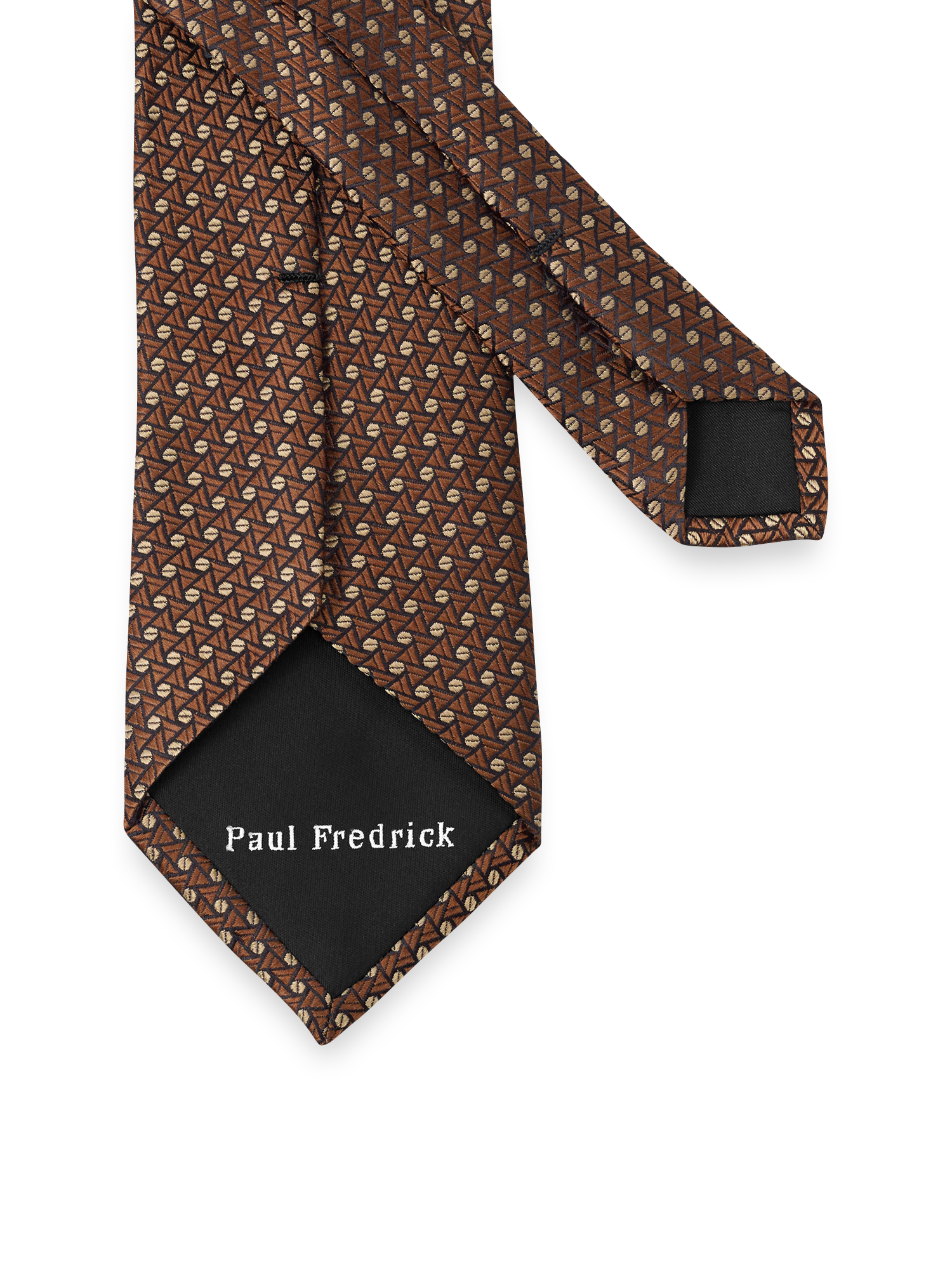 Geometric Woven Silk Tie - Brown